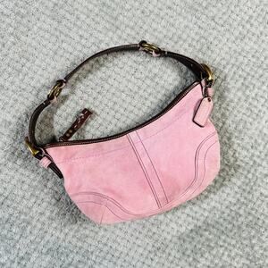 Vintage COACH Y2K Pink/Purple Suede Soho Shoulder Bag Purse Croissant Baguette